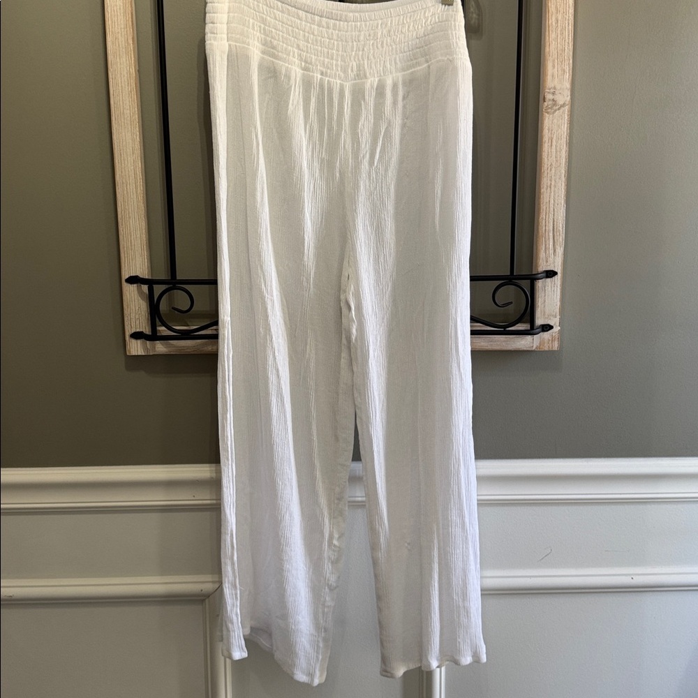 NWT Kona Sol Smocked Waist Side Slit Cover Up Pants S